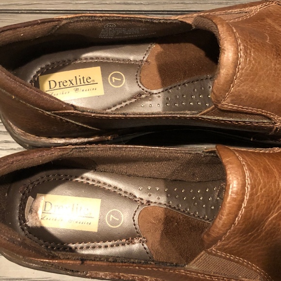 **SOLD*** Y2K Womens~Drexlite~Brown Leather Slip-On Loafers Casual Shoes w/Box~7 - Picture 5 of 7